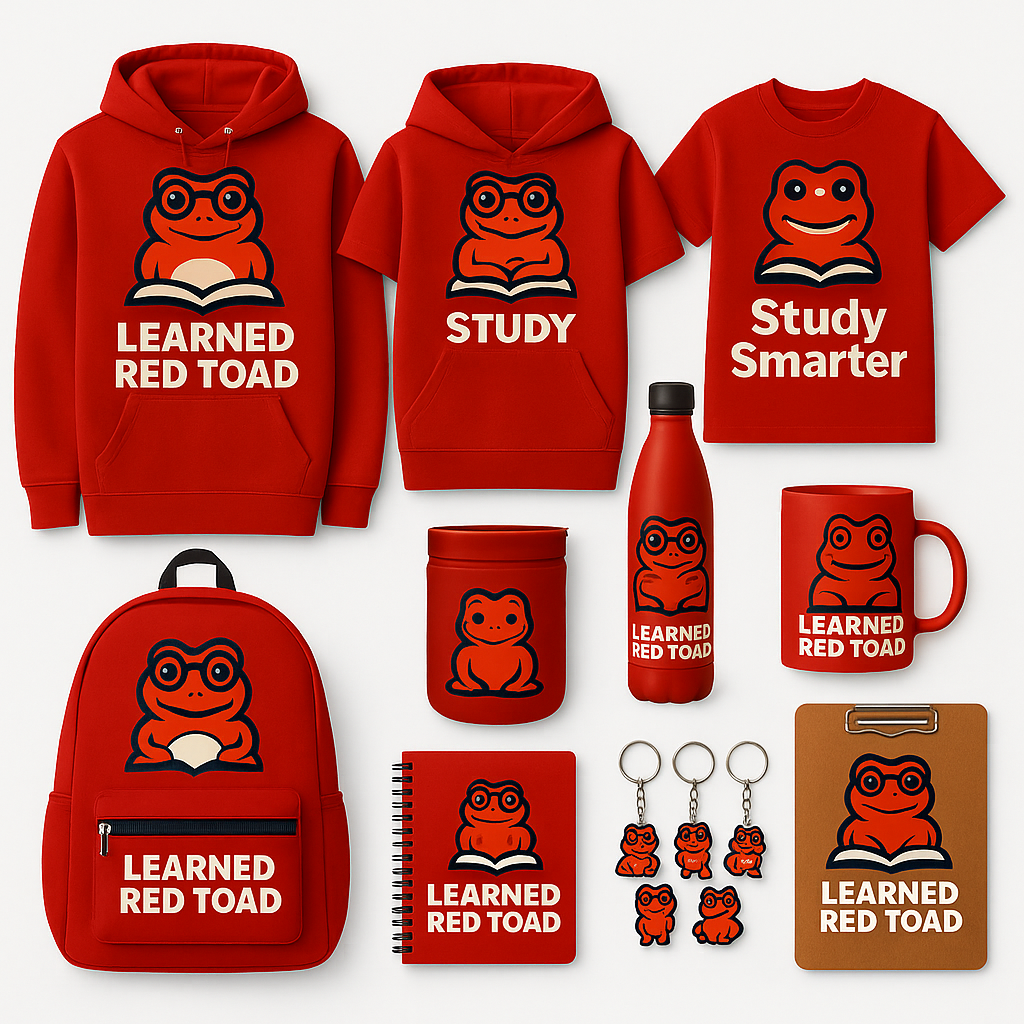 Red hoodies and tees with Learned Red Toad mascot